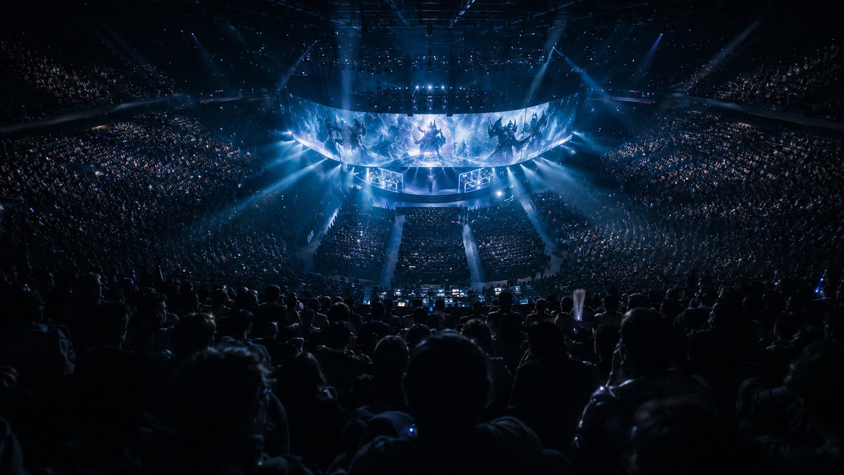 Sold-out esports arena during a world championship final